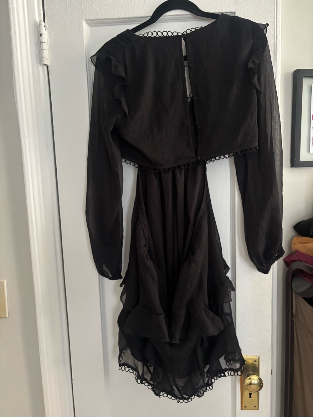 ASOS Black Long-Sleeve High-Low Ruffle Dress - Picture 3 of 5